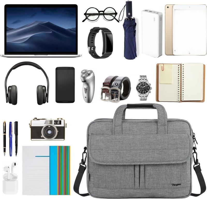 Taygeer Laptop Bag for Men, Water Resistant Crossbody Messenger Shoulder Bag for Business, Professional Premium Office Briefcase, Portable 15.6 Inch Carry On Laptop Case for Notebook/Computer, Grey - Image 5